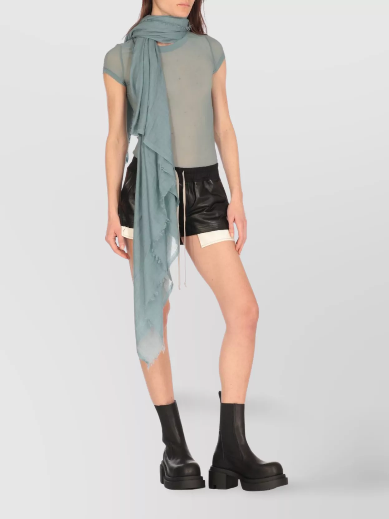 Rick Owens Crew Neck Sheer Fabric Stretchy Top