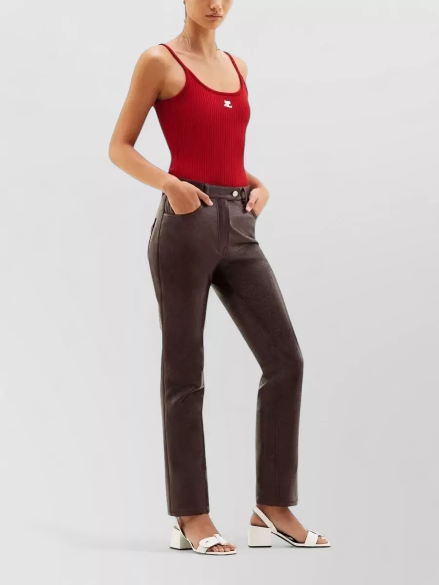 Courrèges Reedition Knit Tank Top Ribbed Straps