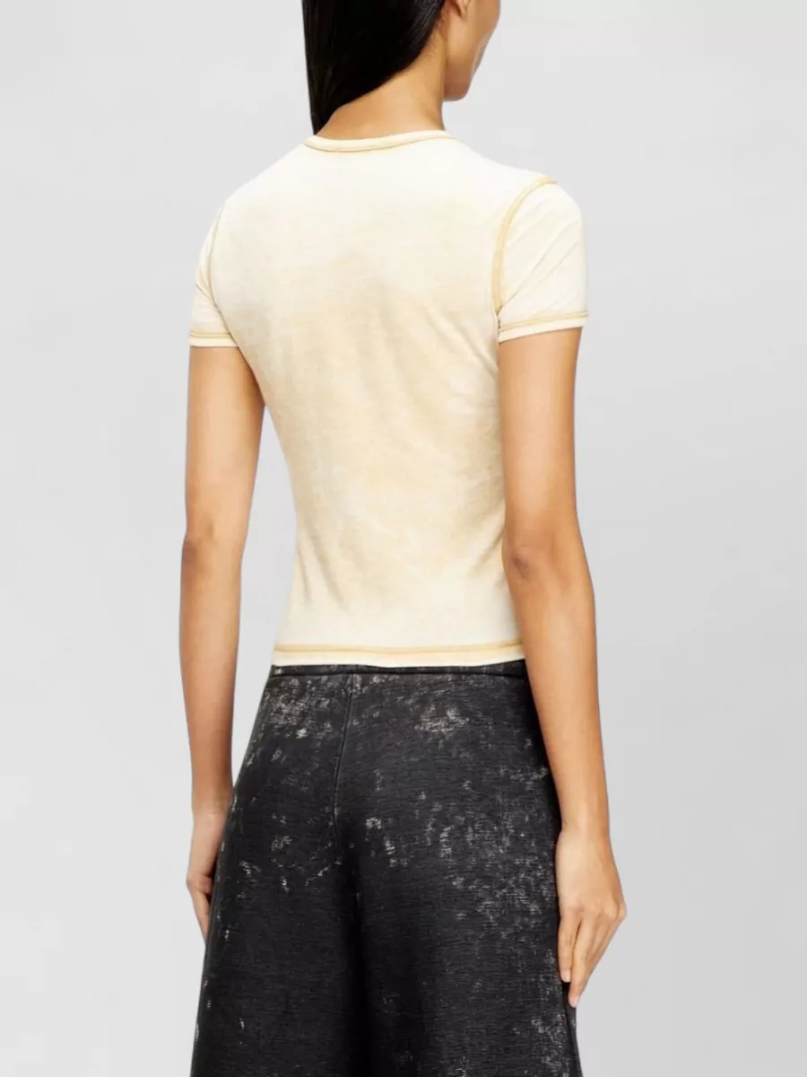 Diesel Crew Neck Top Contrast Stitching Graphic