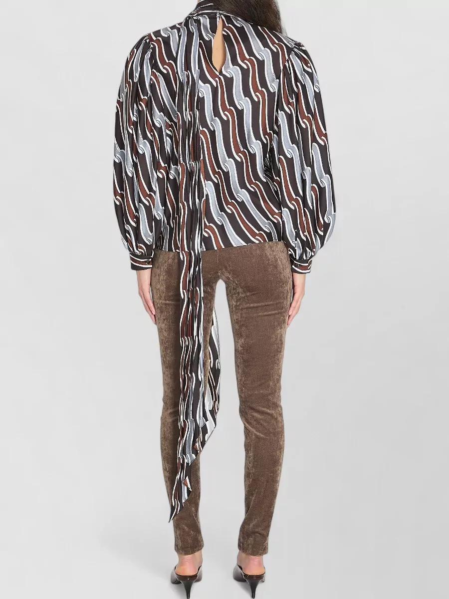 Gucci Silk Twill Shirt Ribbon Print Scarf