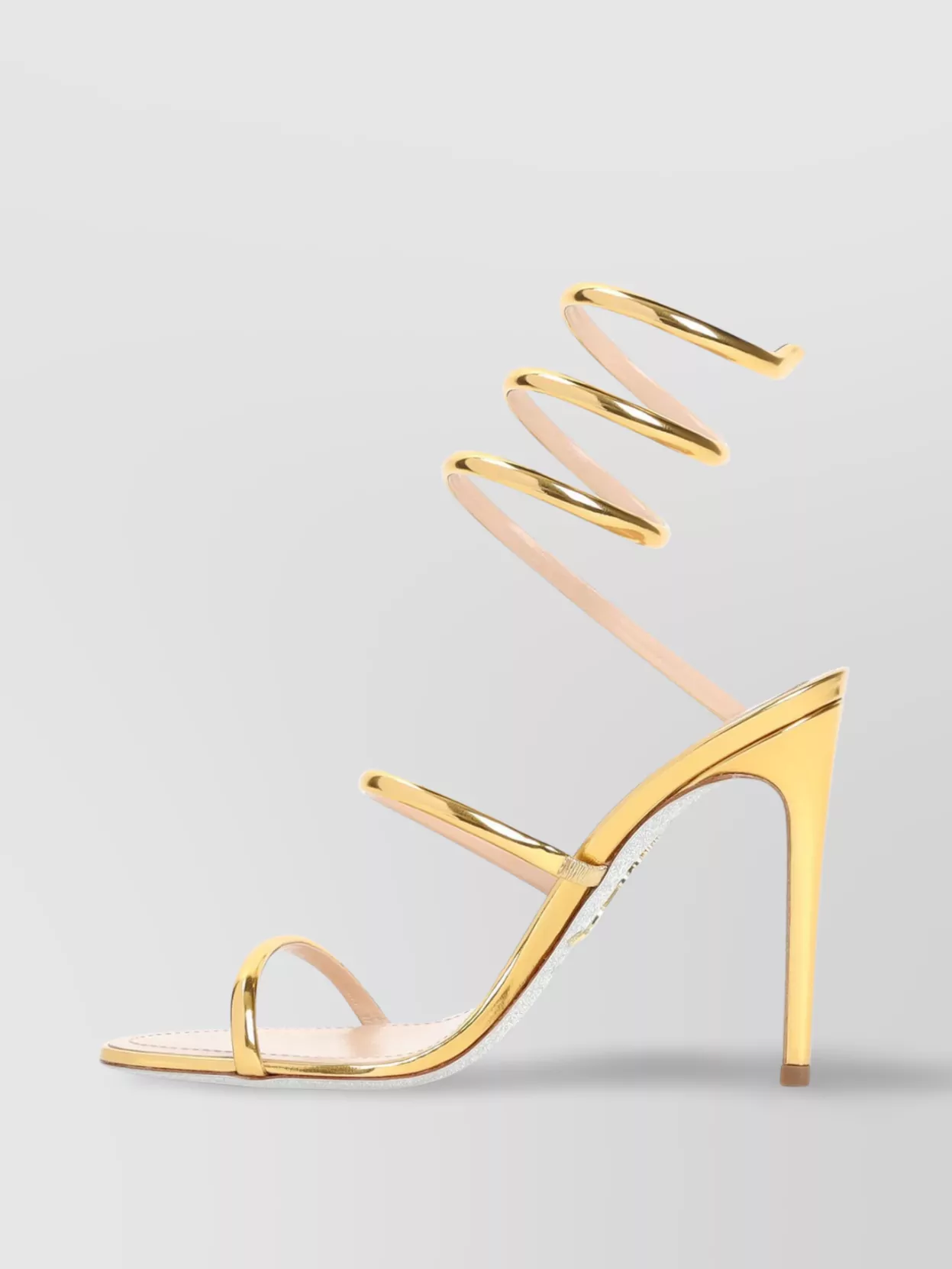 Rene Caovilla Calf Leather Spiral Strap Sandals