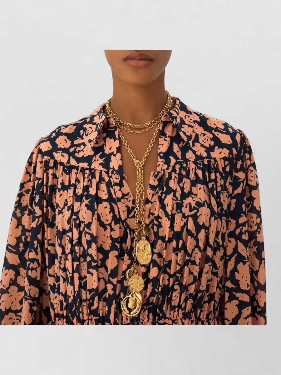 Chloé Silk Floral Print Gathered Mini Dress