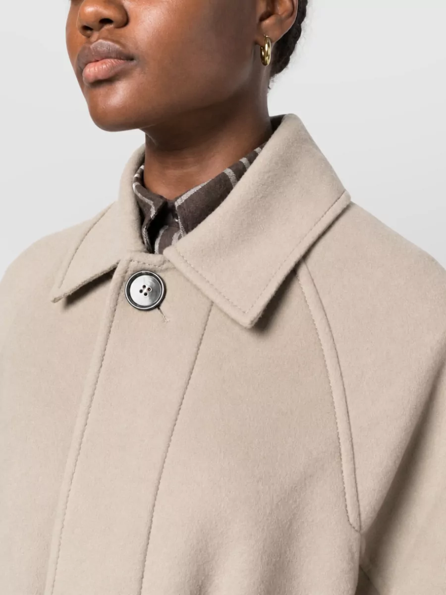 Ami Paris Cashmere Wool Belted Single Breasted Coat
