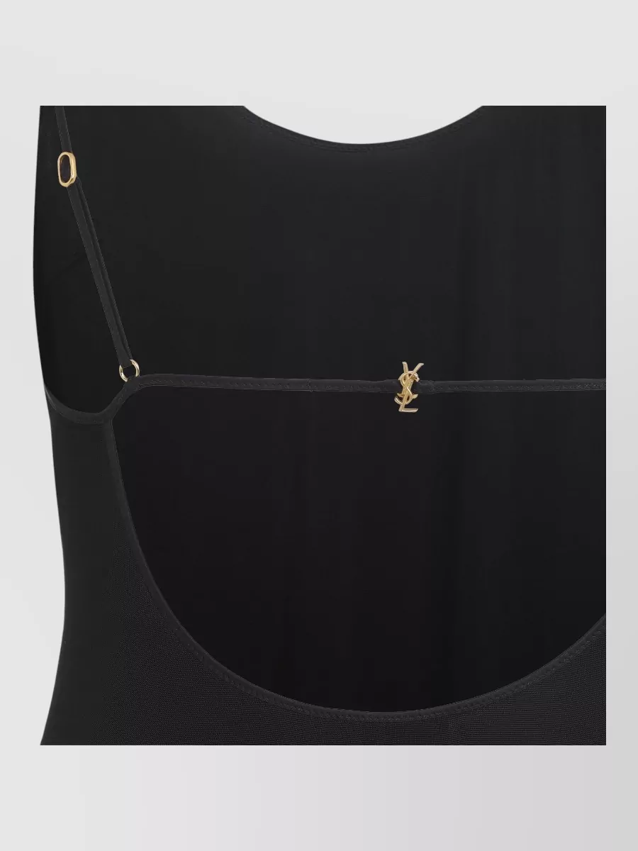 Saint Laurent Ribbed-Knit Open-Back Midi Dress