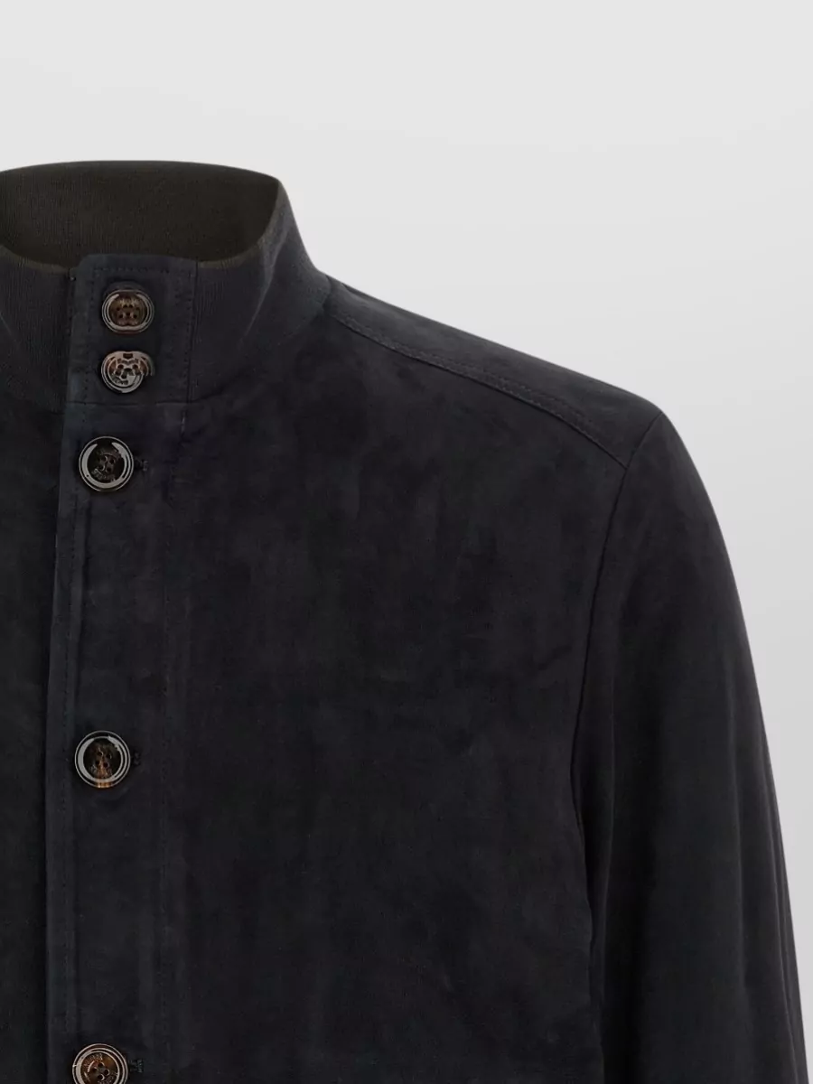 Moorer Lamb Leather Ribbed Bomber Jacket