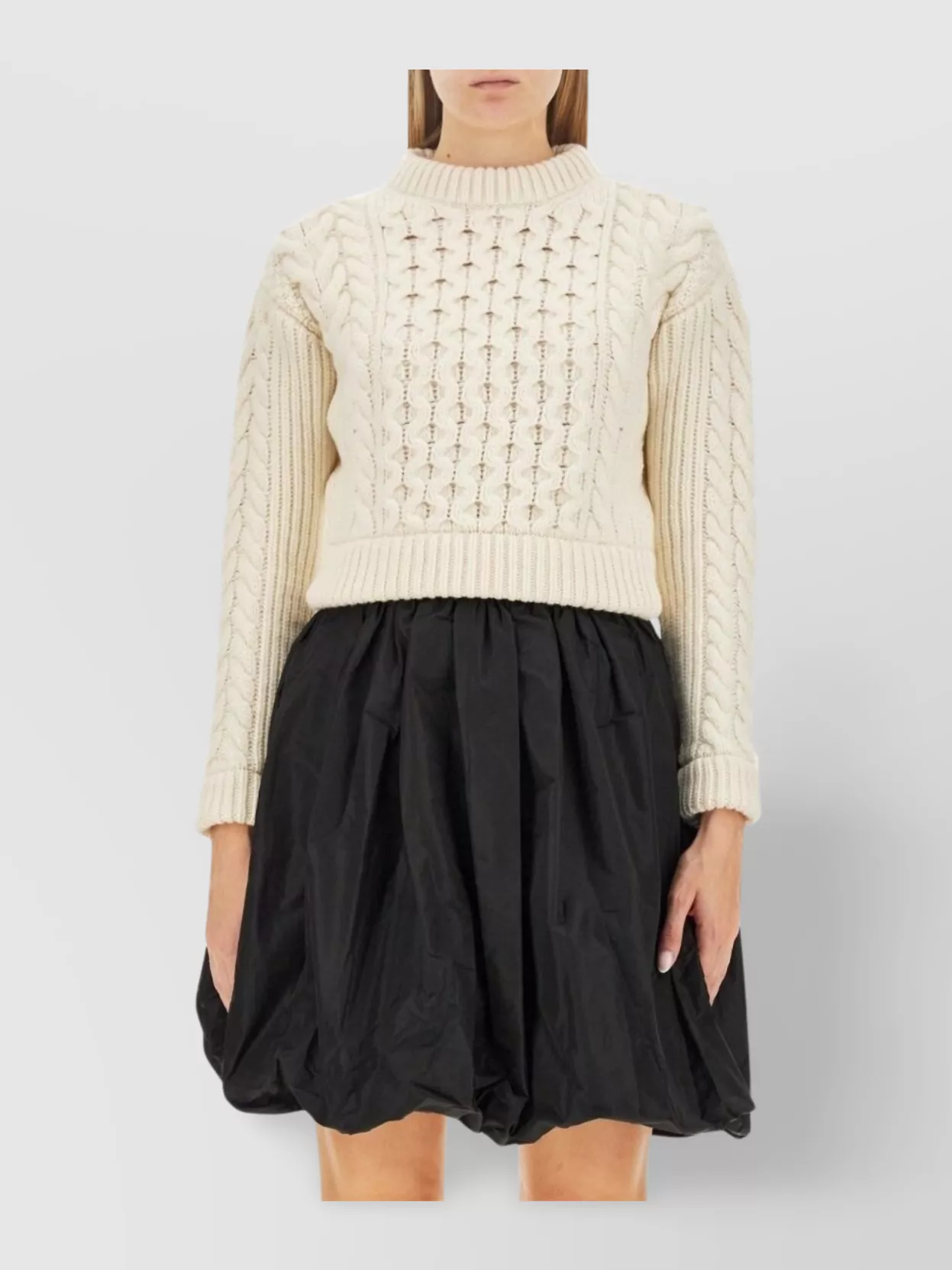 Patou Cable Knit Textured Sweater