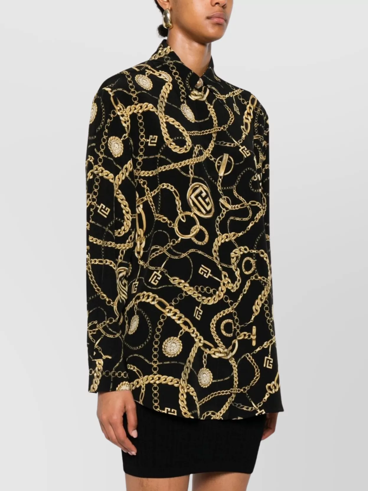 Balmain Shirt Chain Print Gold Buttons
