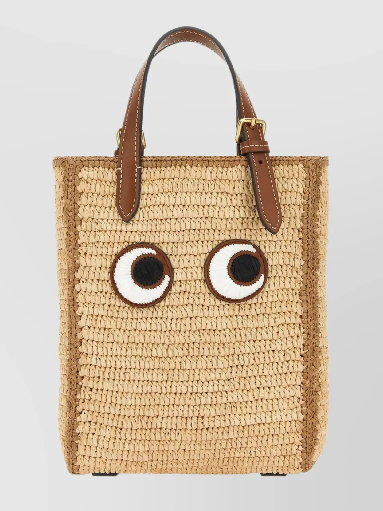 Anya Hindmarch Woven Eye Patch Shoulder Bag In Cream