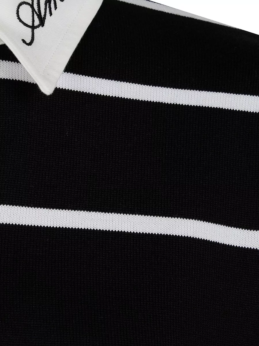 Amiri Striped Cropped Long Sleeve Polo Shirt