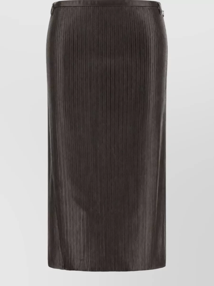 Tom Ford lamb leather ribbed midi pencil skirt