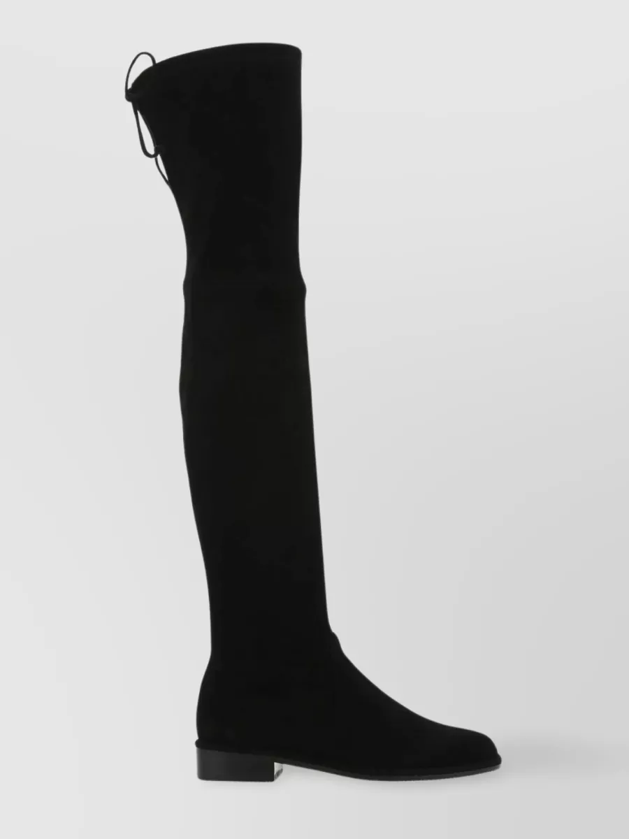 Shop Stuart Weitzman Suede Over-the-knee Round Toe Boots In Black