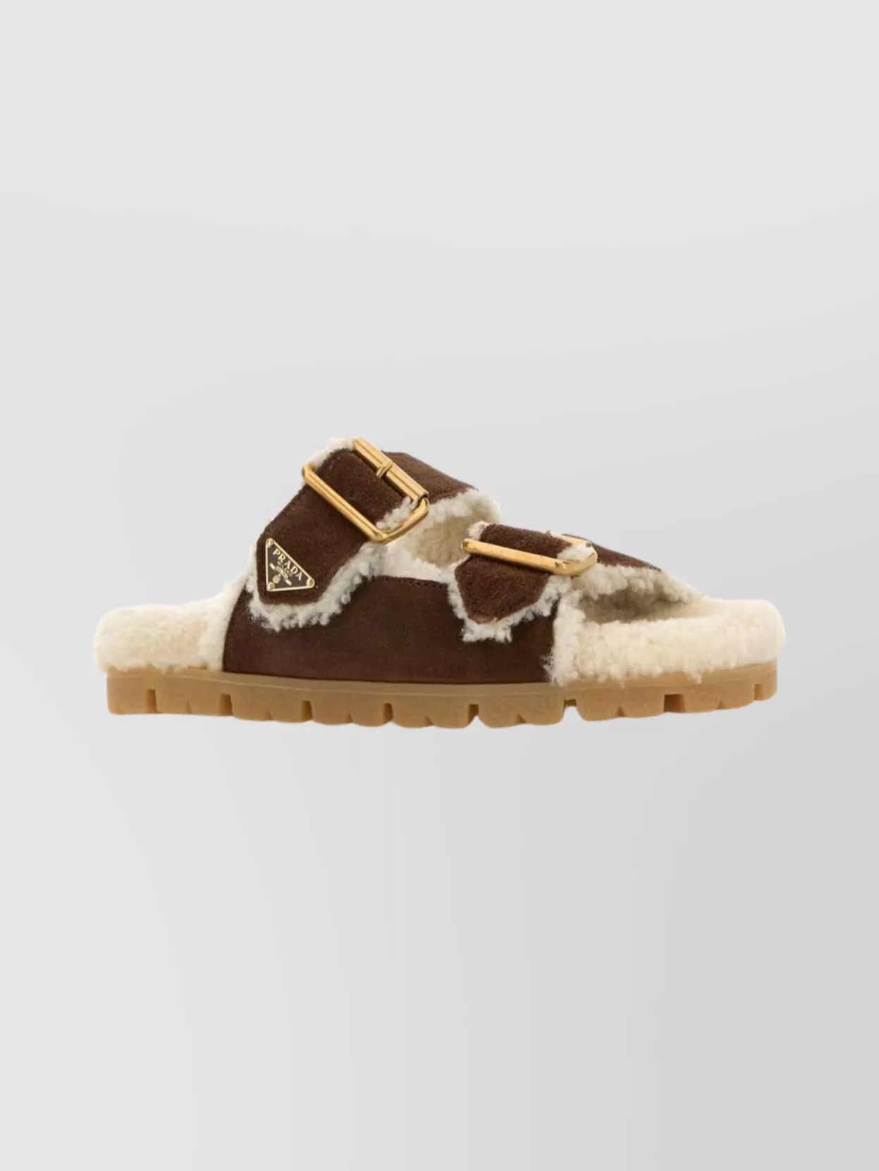 Prada Suede Open Toe Flat Sole Slippers In Brown