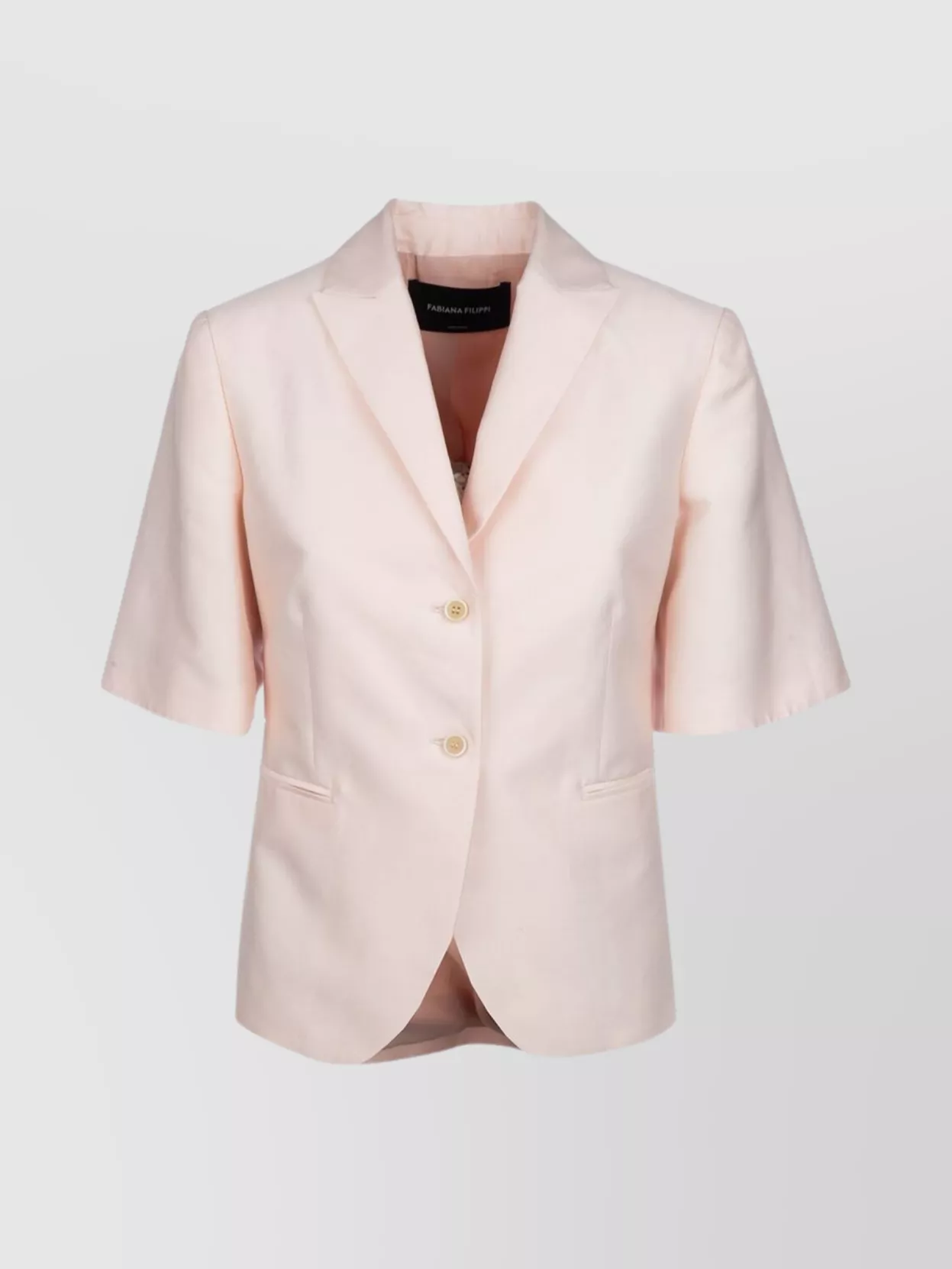 Fabiana Filippi Cotton And Silk Short-sleeved Mikado Jacket In Pink