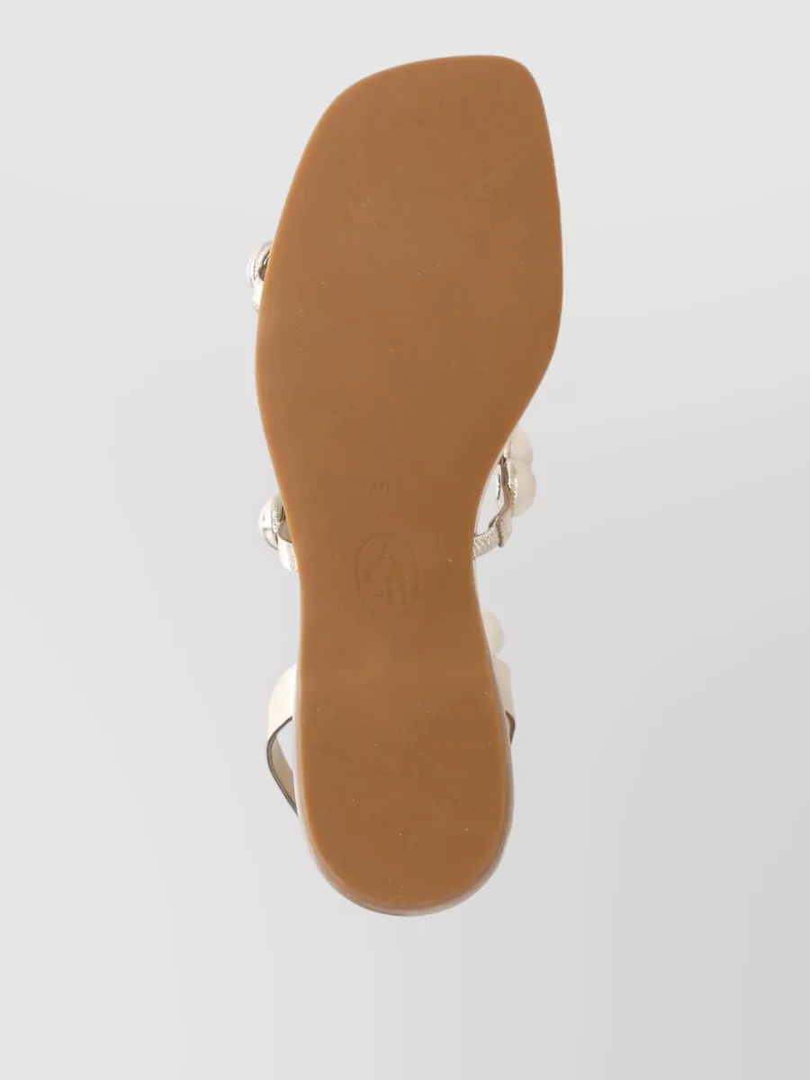 Ash Leather Studded Flat Sandals