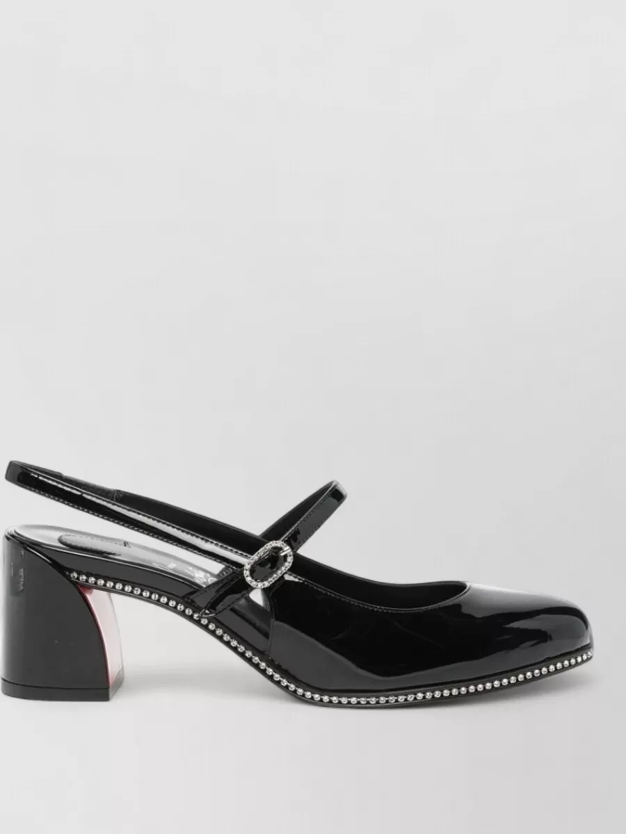 Christian Louboutin Patent Leather Crystal Embellished Slingback Pumps