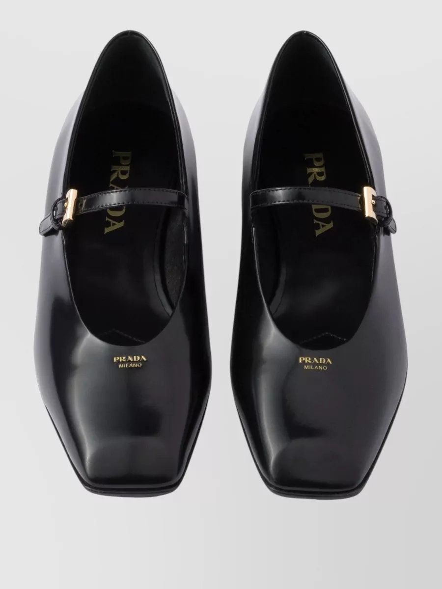 Prada Leather Mary Jane Ballerina Shoes