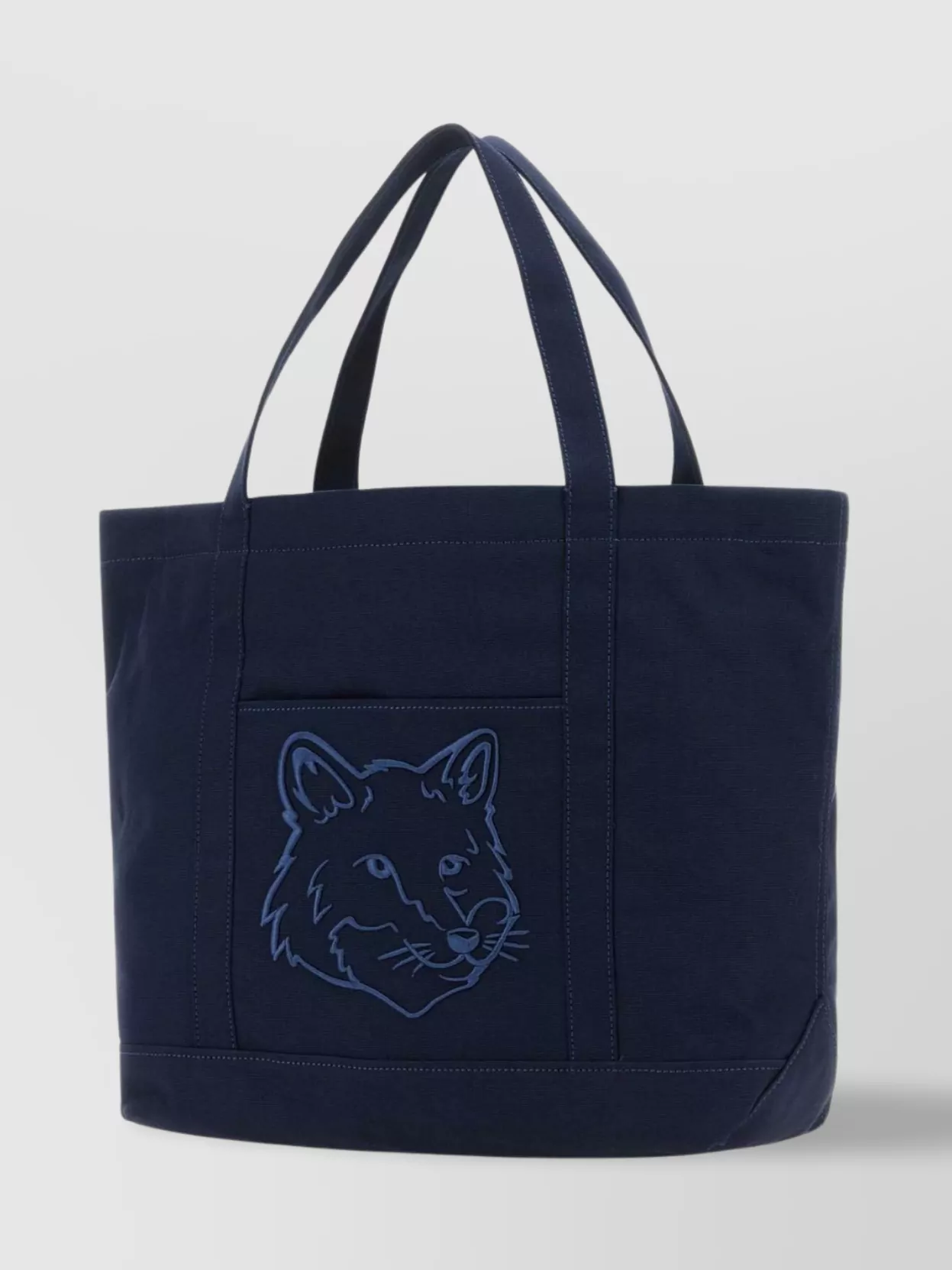 Shop Maison Kitsuné Large Embroidered Animal Motif Tote Bag