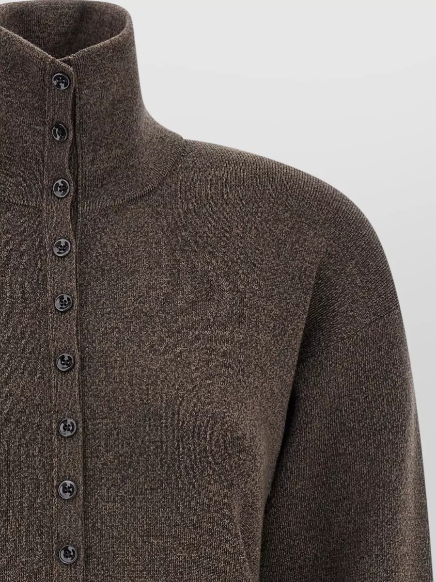 Lemaire Wool Funnel Neck Buttoned Cardigan