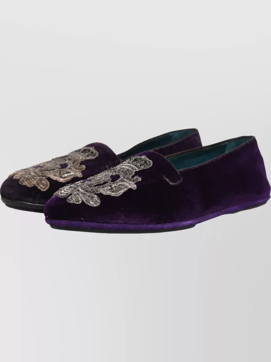 Dolce&Gabbana Leather Velvet Embroidered Loafers