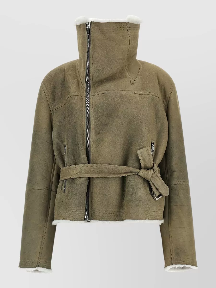 Rick Owens Shearling Cropped Flight Jacket