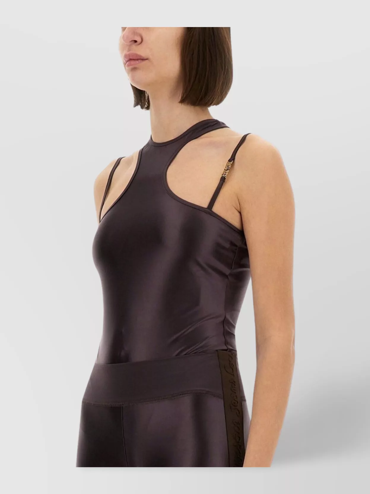 Versace Jeans Couture Racerback Bodysuit Metallic Hardware Straps