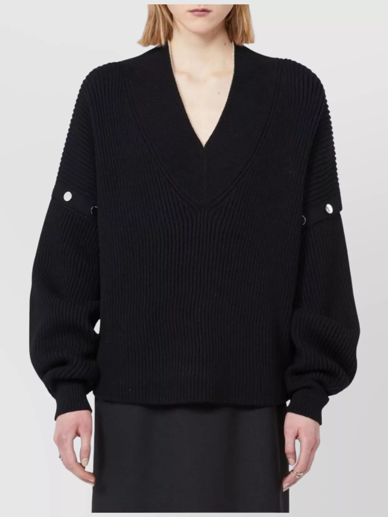 Sportmax Long Sleeve V-Neck Wool Knit Top