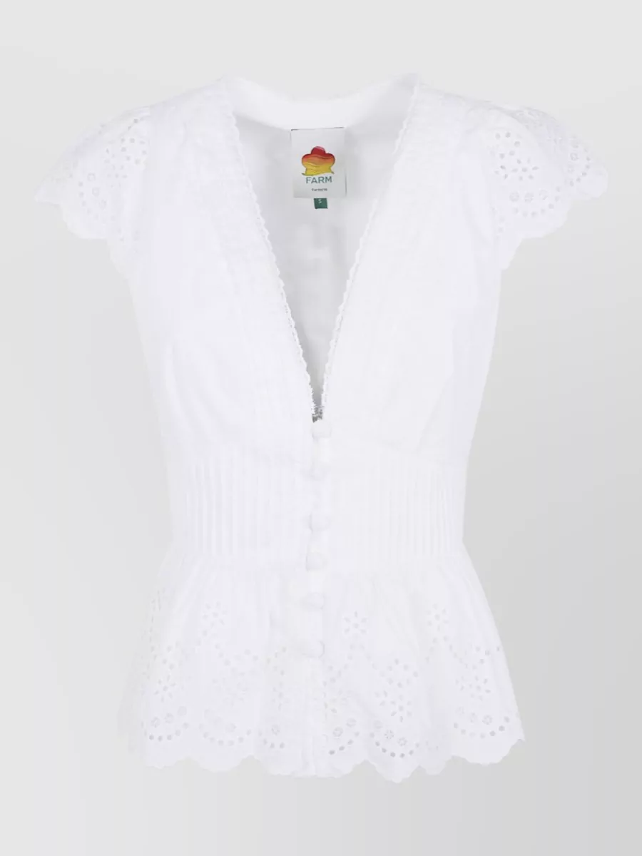 Farm Rio embroidered cotton blouse