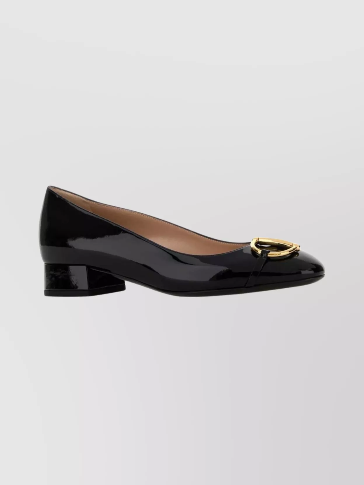 Gucci Round Toe Leather Block Heel Ballerinas