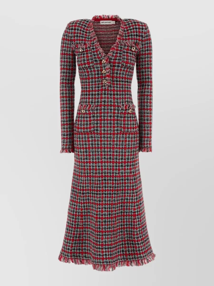 Self-Portrait Tweed midi dress