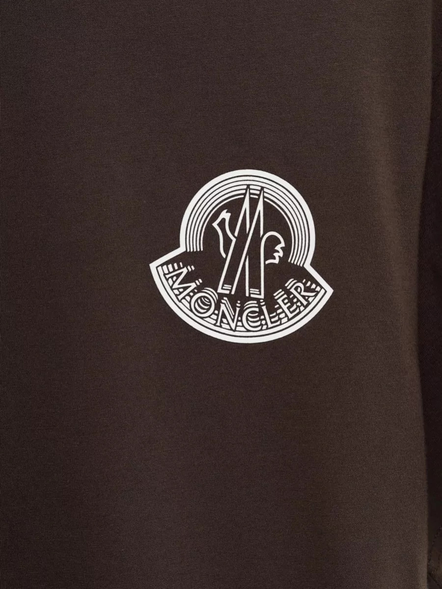 Moncler Cotton Printed Logo Crew Neck Short Sleeve T-Shirt