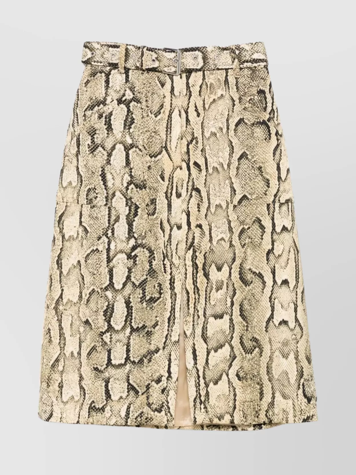 Dries Van Noten Midi Skirt With Belted Waist And Slit In Brown
