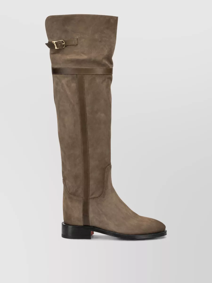 Santoni Suede Leather Knee-High Boots