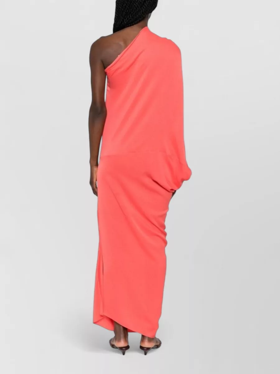 Cortana Silk One-Shoulder Draped-Sleeve Asymmetric-Neck Maxi Dress