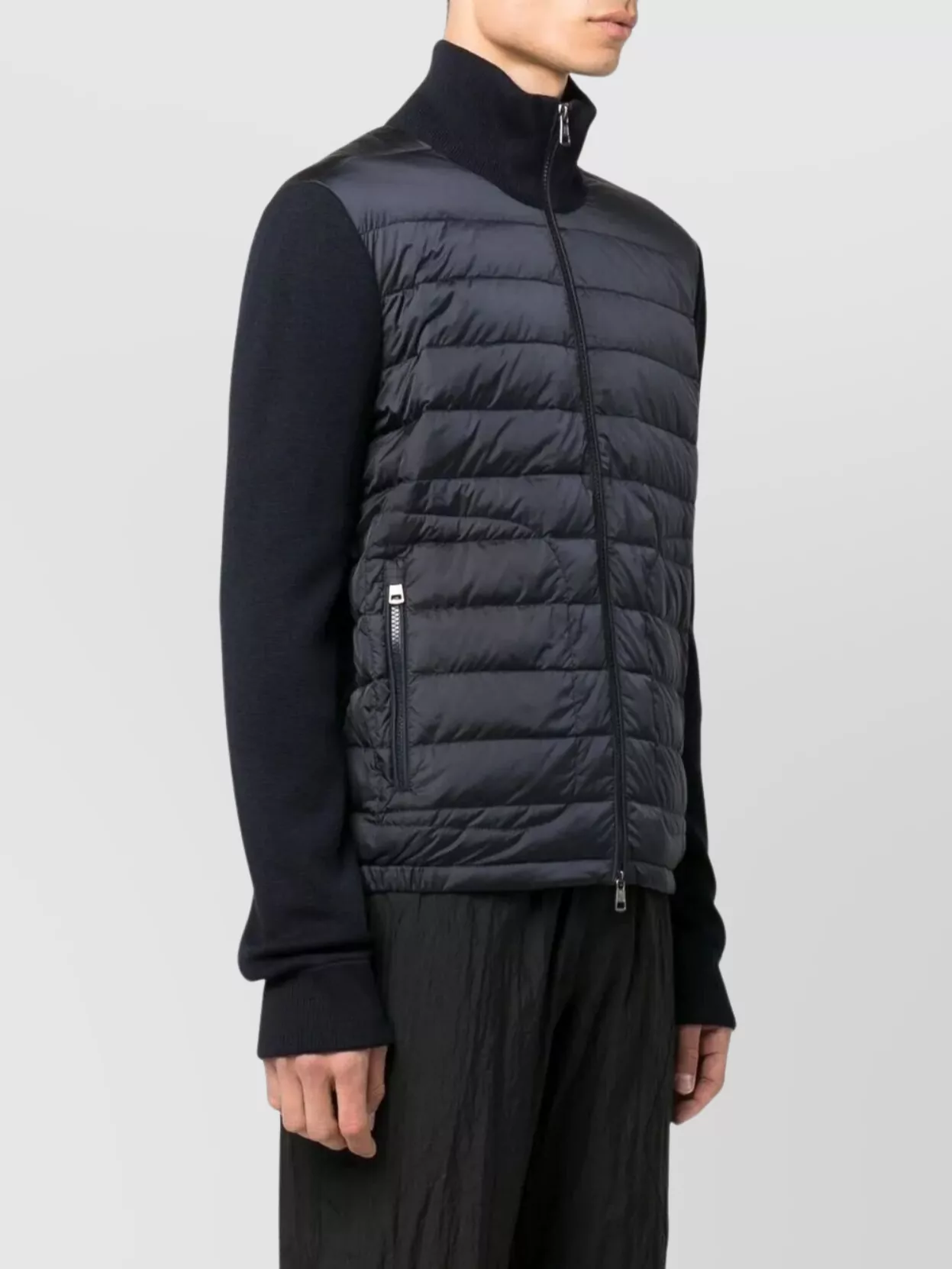 Moncler Quilted High Collar Zip-Up Cardigan