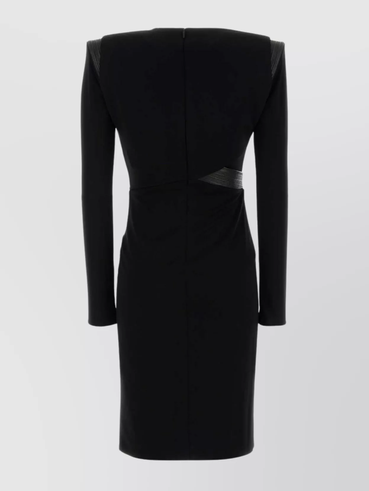 Versace Draped Long Sleeve Dress With Shoulder Pads In Black