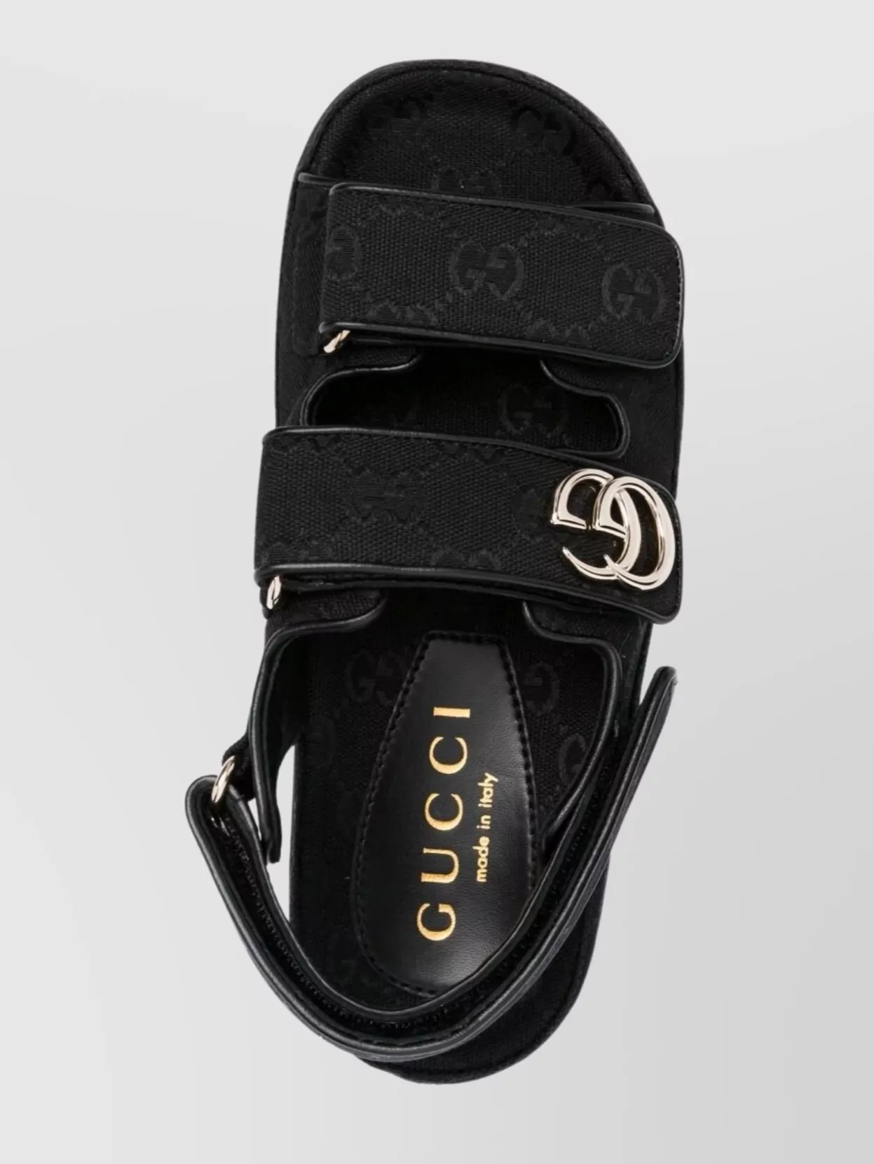 Gucci Black Gg Fabric Sandals With Double G Women