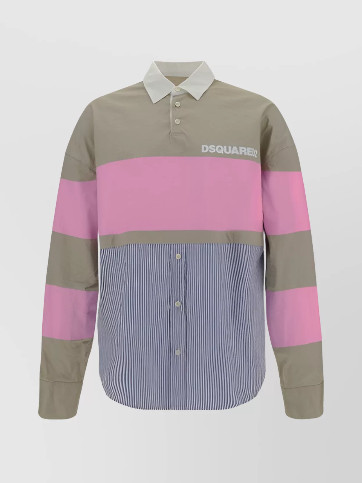 Shop Dsquared2 Button-down Collar Shirt With Multi-patterned Paneled Design