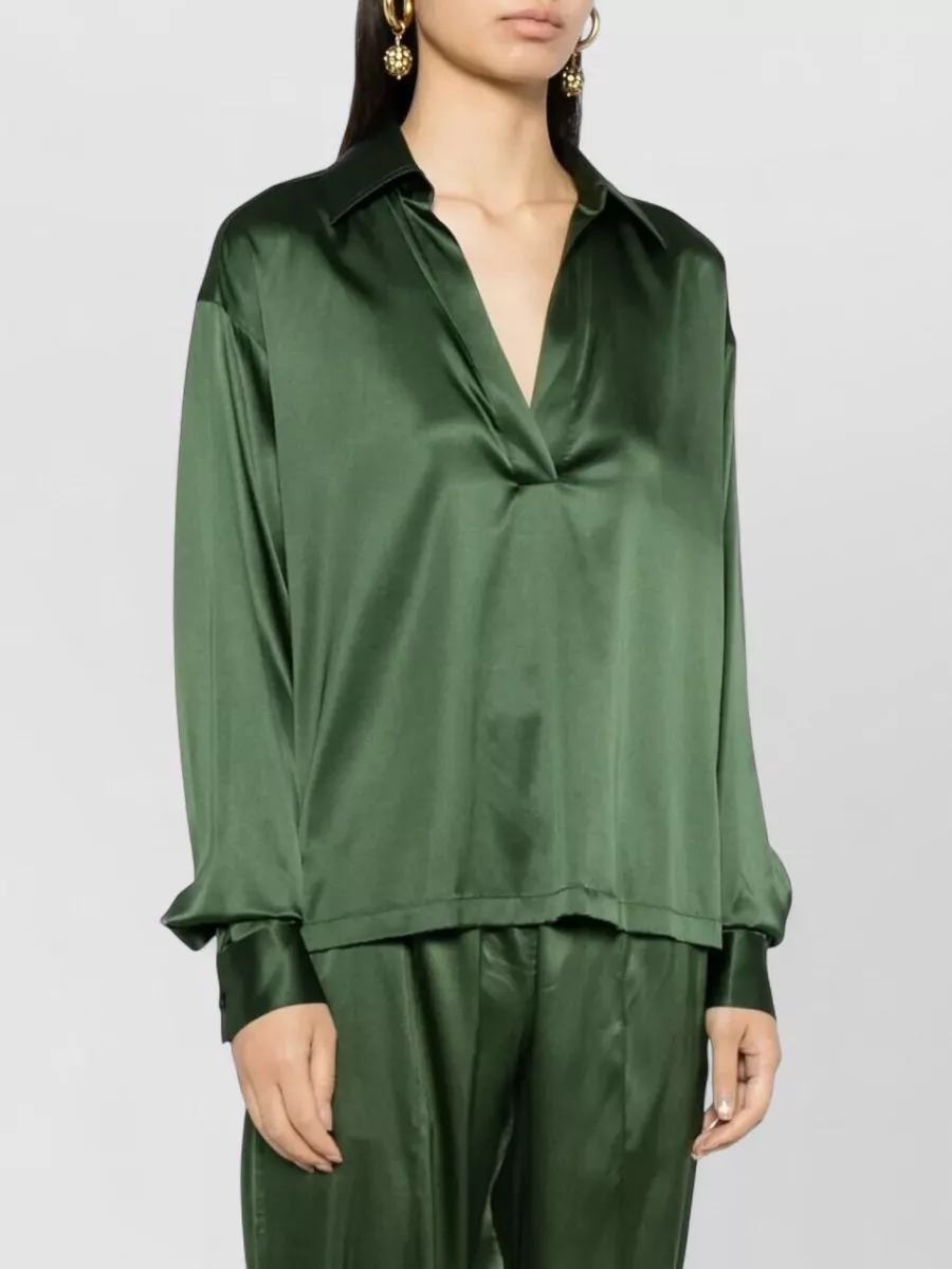 Tom Ford Stretch Silk Satin Polo Tonal Logo