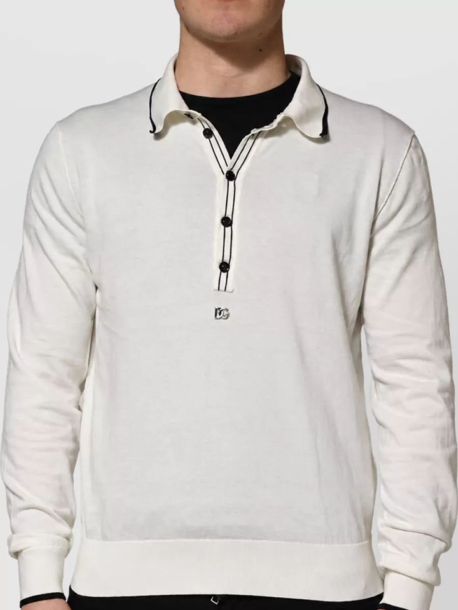 Dolce&Gabbana Cotton Blend Polo Sweater
