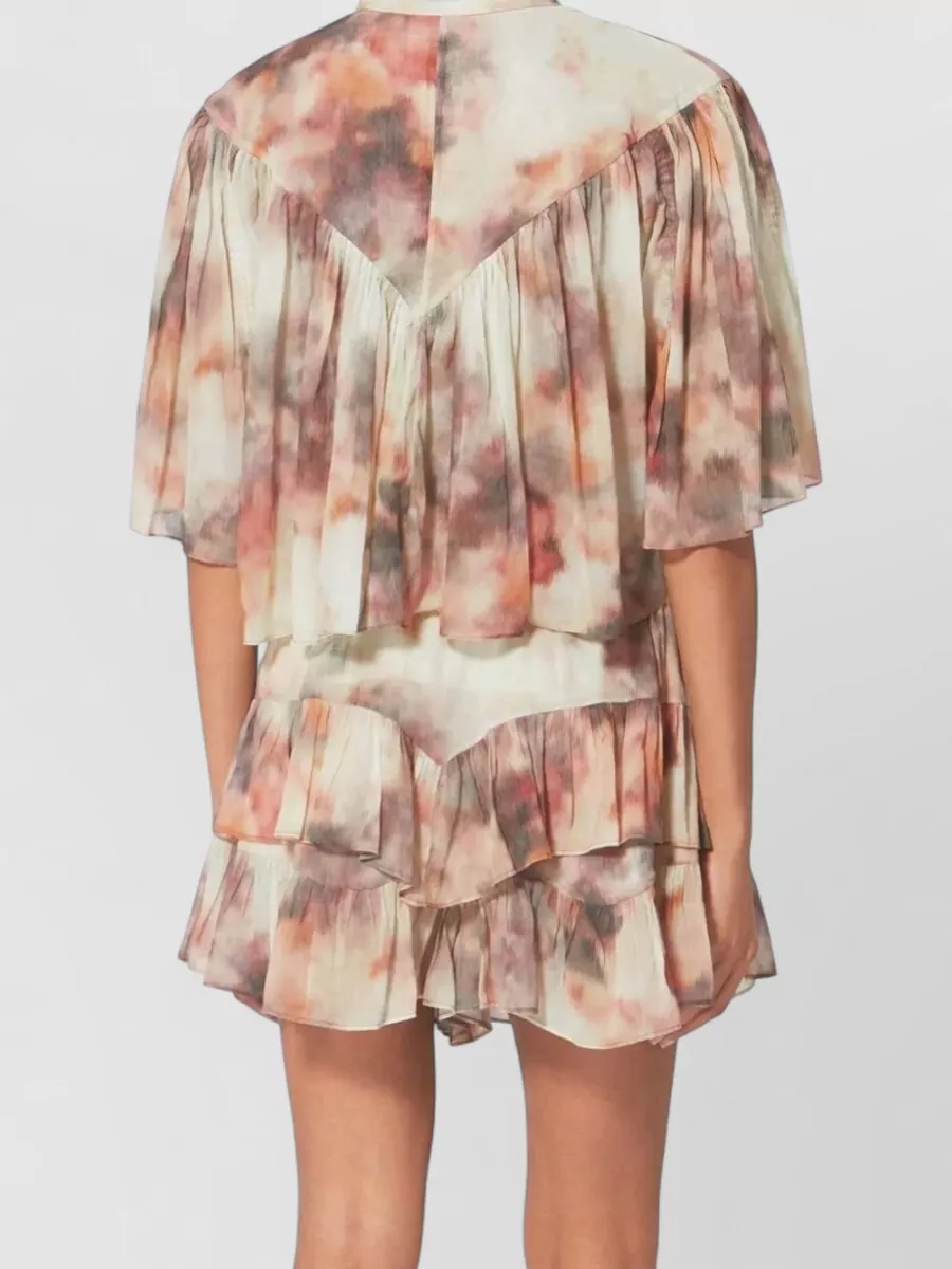 Isabel Marant Etoile Cotton Ruffled Short-Sleeve Playsuit