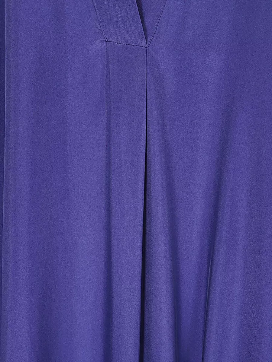Parosh Silk V-Neck Long-Sleeve Maxi Dress