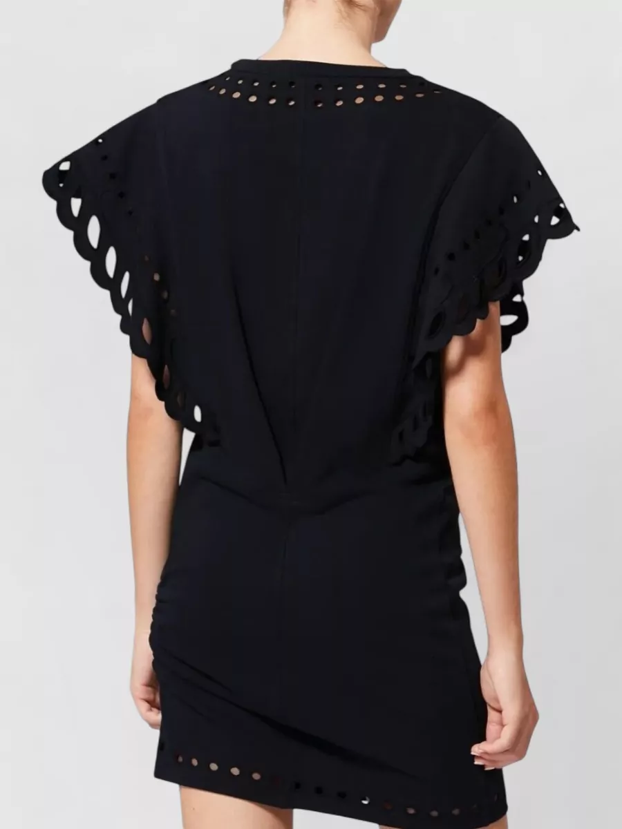 Isabel Marant Etoile Orlane Cotton Dress Round Neck Ruffles