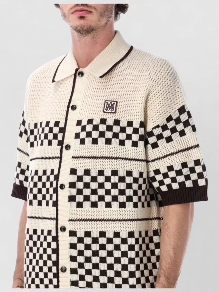 Amiri Wool Checkered Short-Sleeve Bowling Shirt