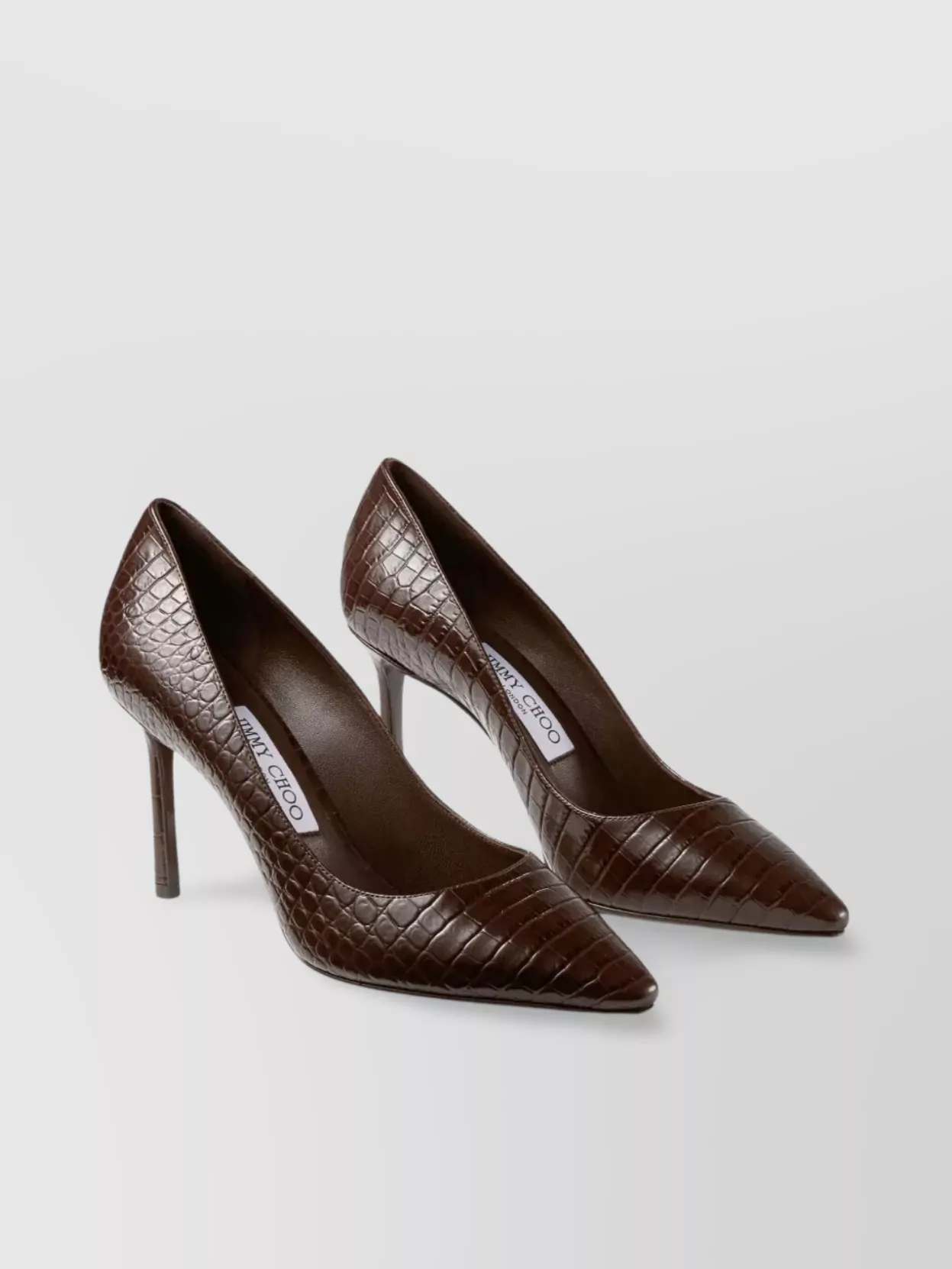 Jimmy Choo Croc Embossed Leather Pointed Toe Pumps