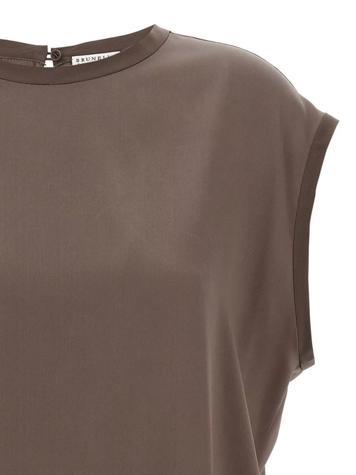 Brunello Cucinelli Silk Crewneck Blouse With Back Button Closure