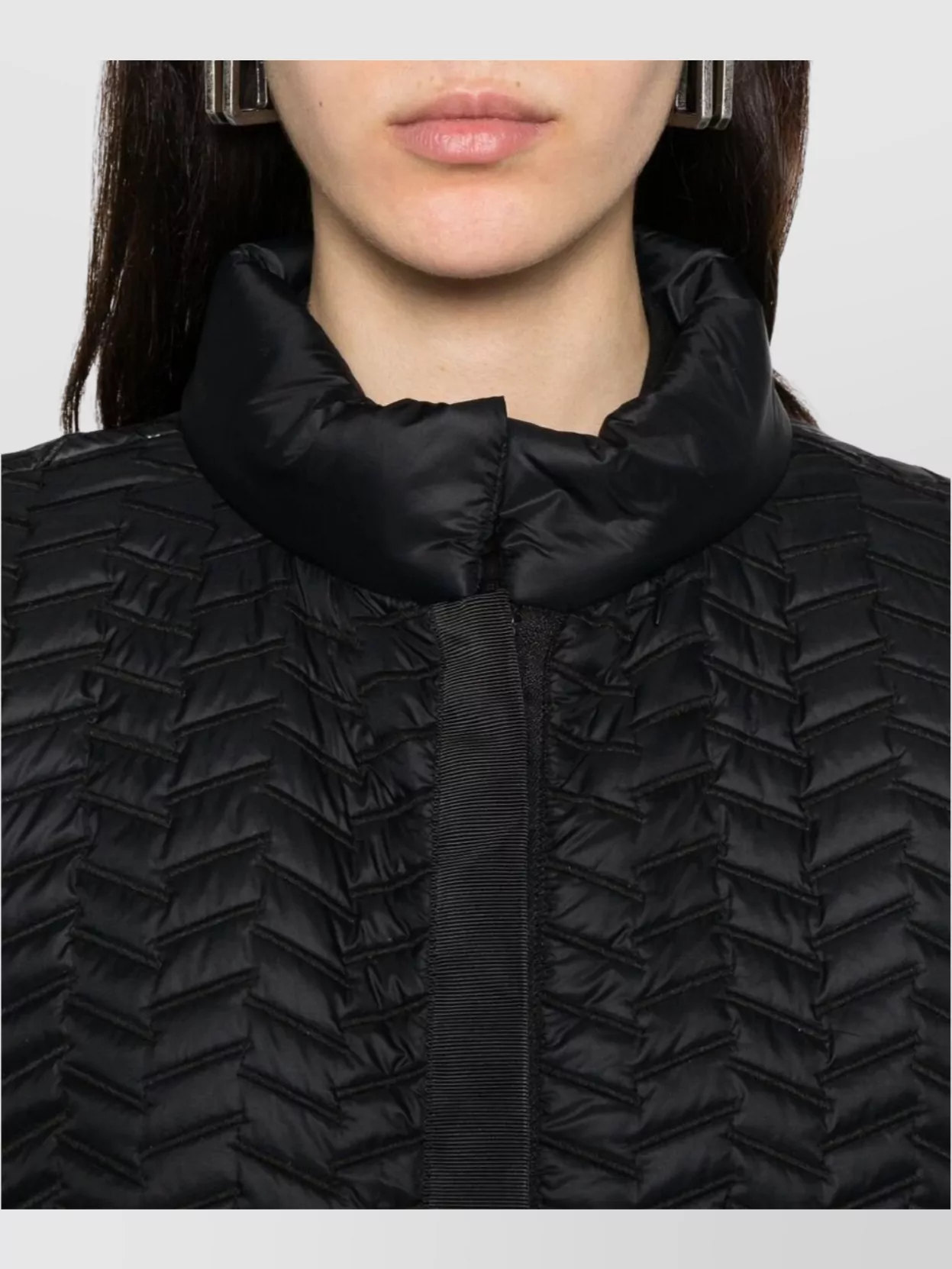 Emporio Armani Quilted High Collar Jacket With Grosgrain Trim