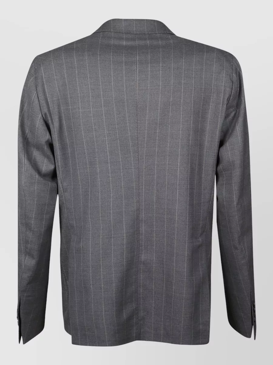 Tagliatore Double-breasted Pinstripe Jacket And Pockets In Gray