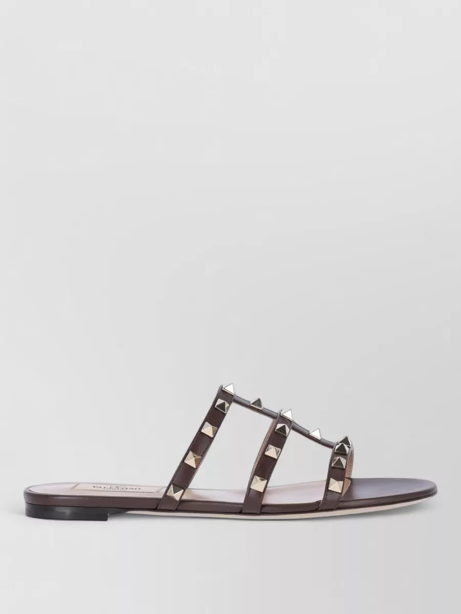 Valentino Garavani Sandal Flat Sole Open Toe Studded Straps