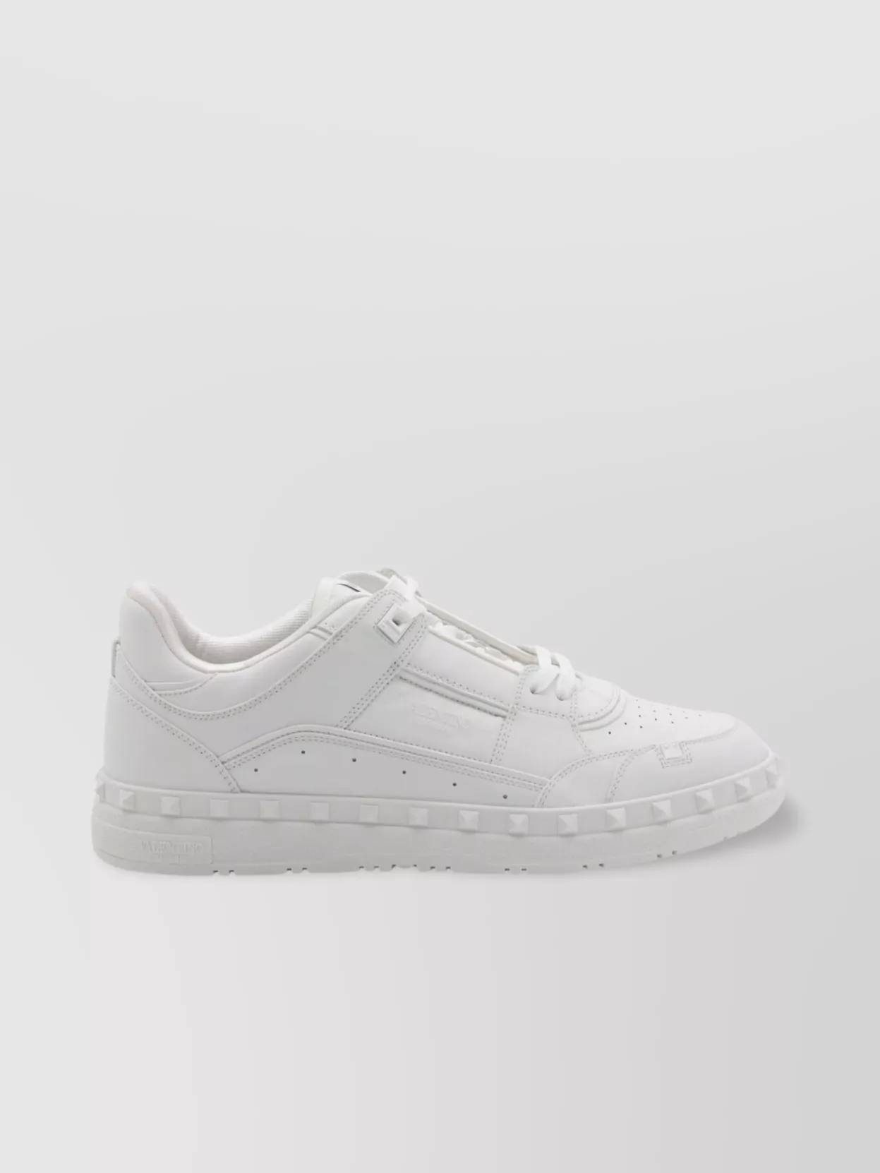 Valentino Garavani Premium Calf Leather Sneakers With Rockstud Detailing In White