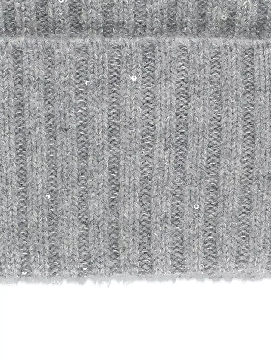 Fabiana Filippi Wool Blend Beanie Hat Sequin Ribbed Cuff